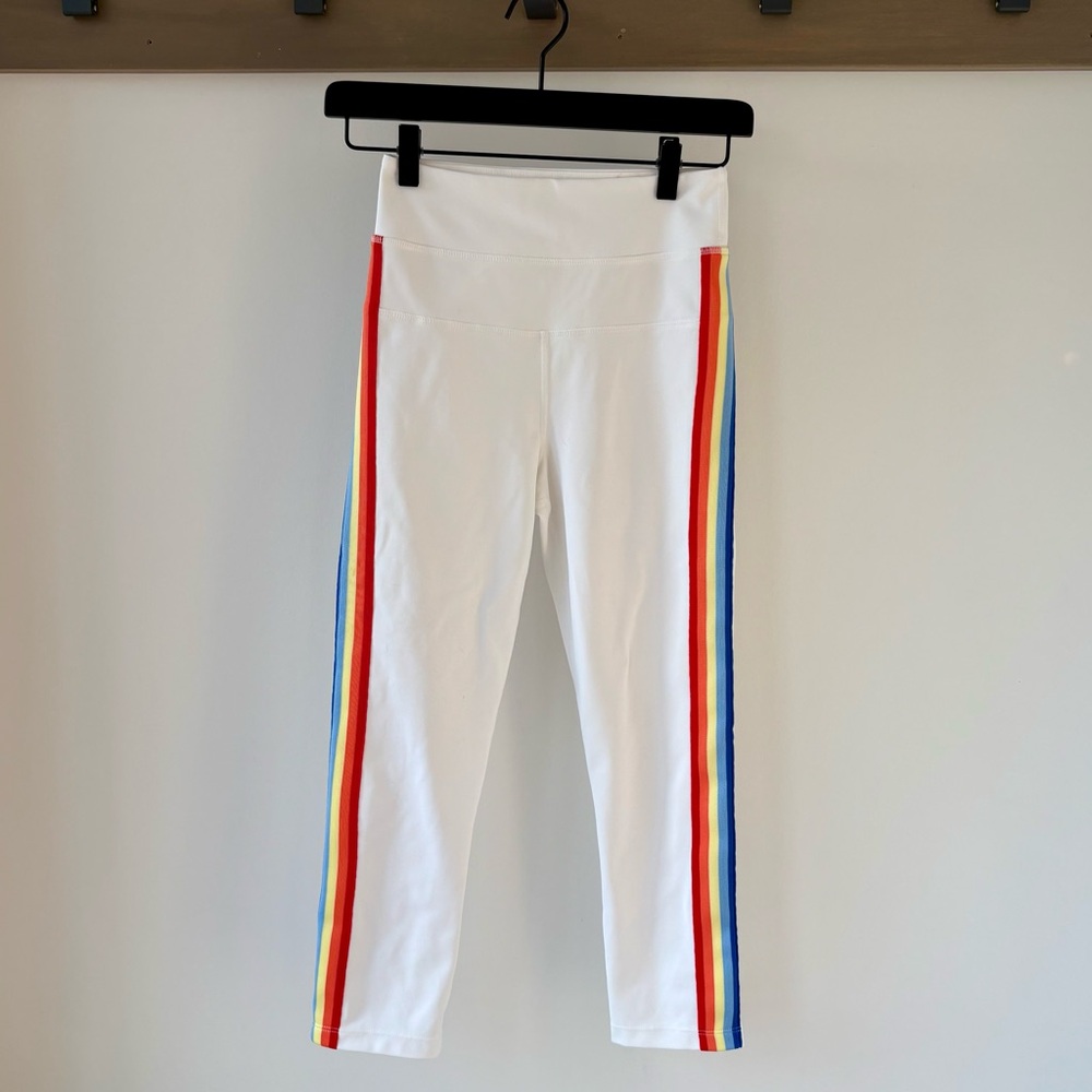 Spiritual Gangster Rainbow-Stripe High-Rise yoga workout Leggings — Size Small